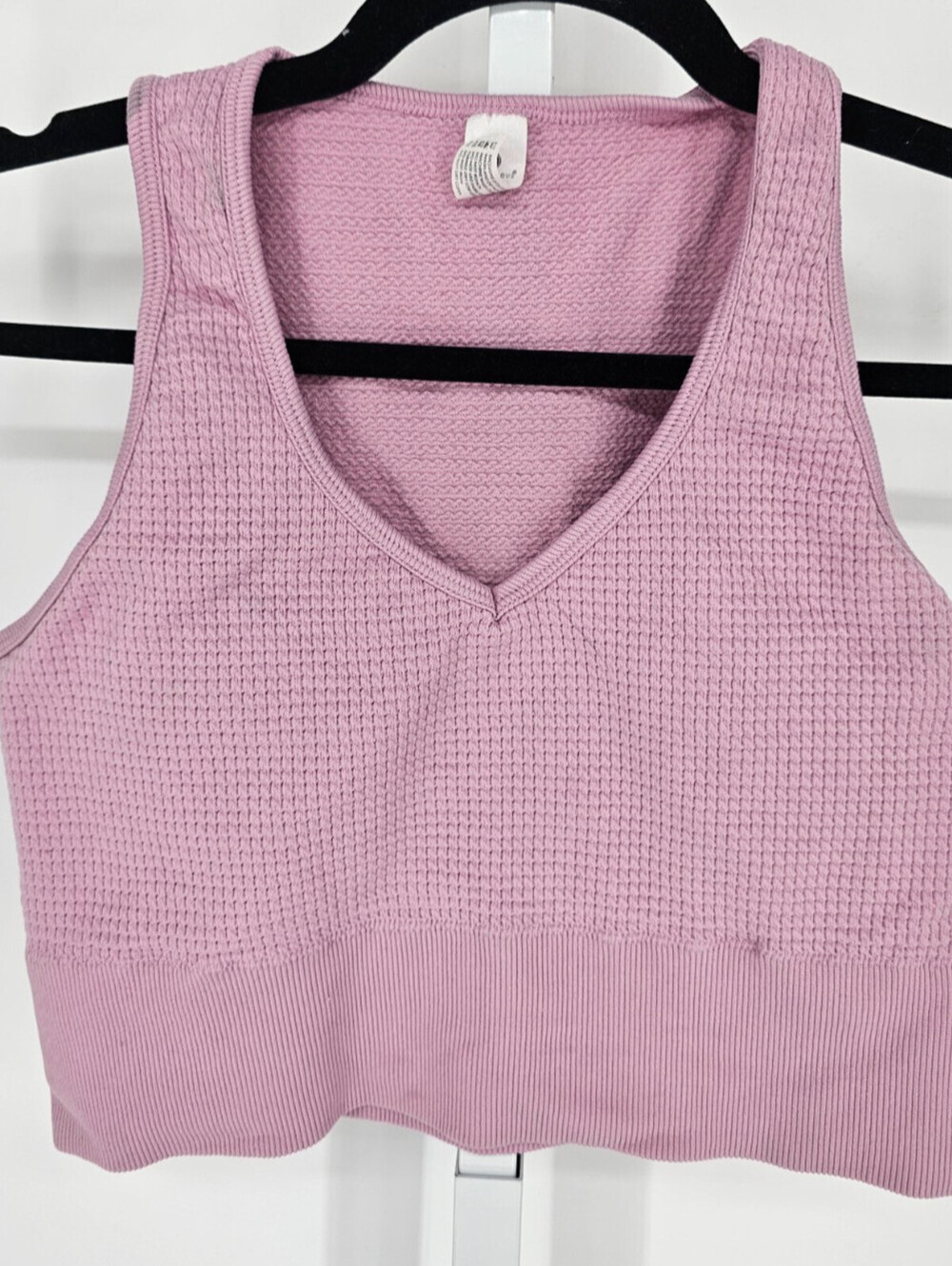 Yogalicious Womens Sz L Longline Sports Bra Waffle Knit Light Pink